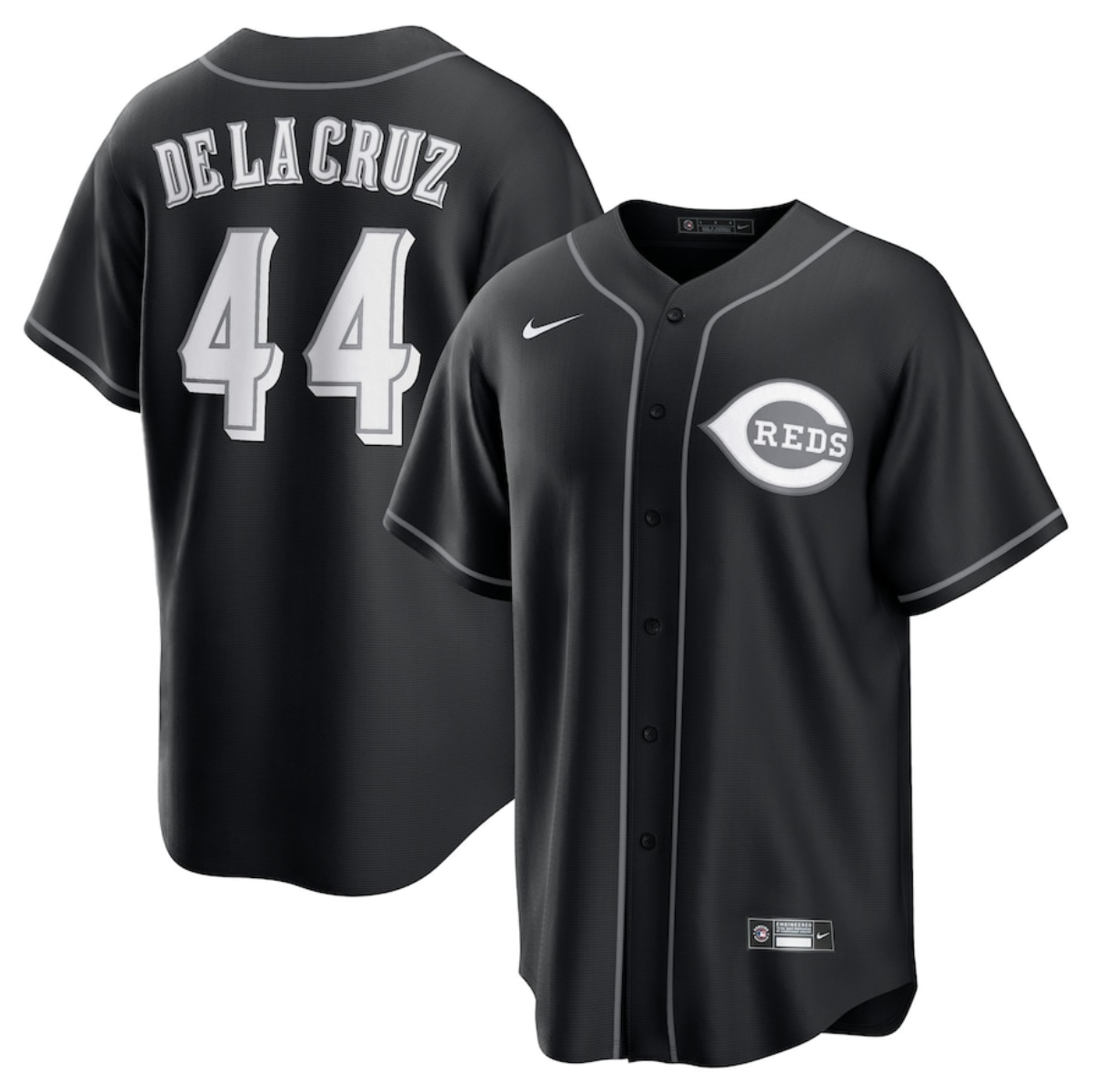Men's Cincinnati Reds #44 Elly De La Cruz Black Lights Out Limited Stitched Baseball Jersey Men's Cincinnati Reds #44 Elly De La Cruz Black Lights Out Limited Stitched Baseball Jersey