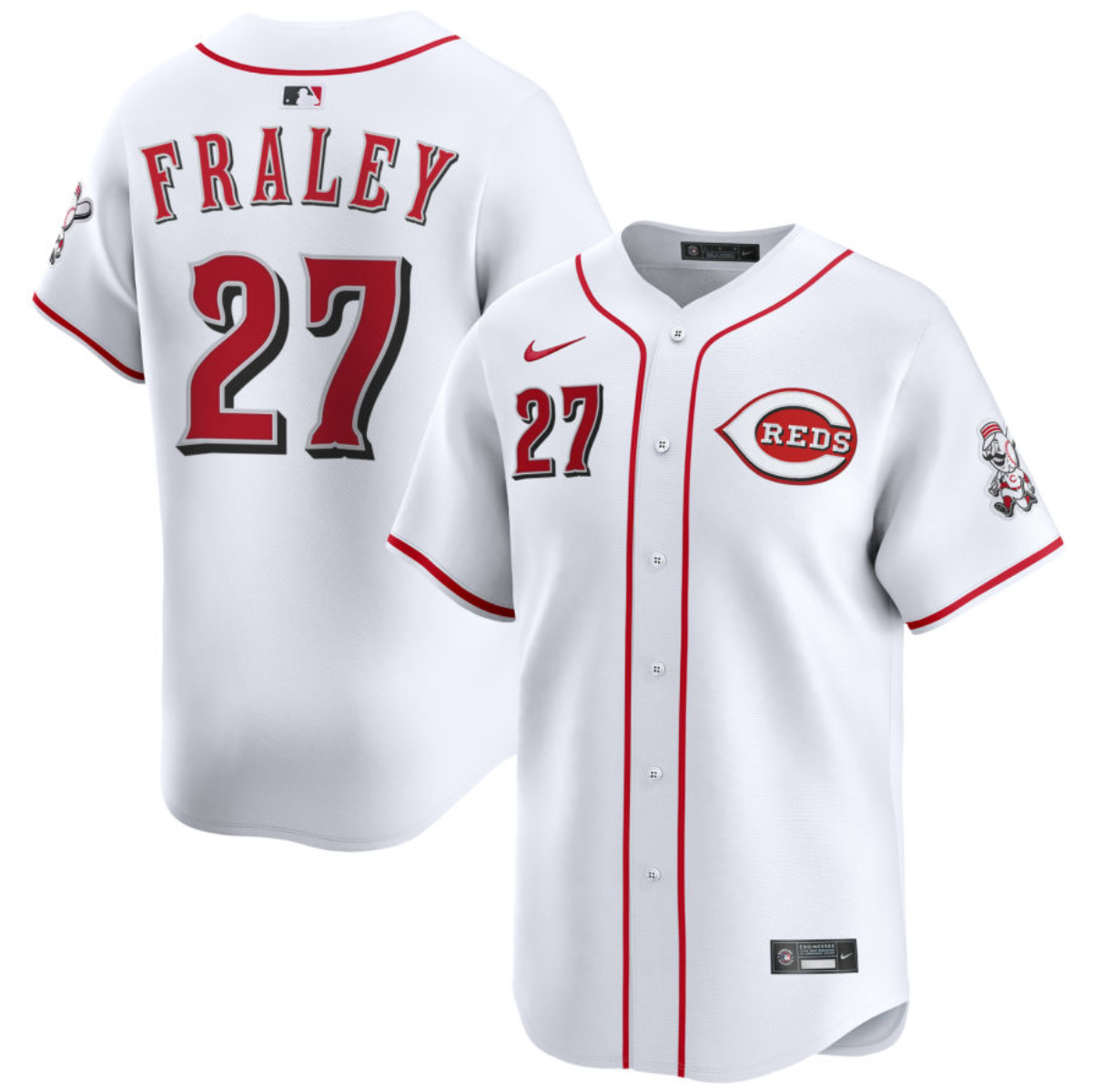 Men's Cincinnati Reds #27 Jake Fraley White Home Limited Stitched Baseball Jersey Men's Cincinnati Reds #27 Jake Fraley White Home Limited Stitched Baseball Jersey