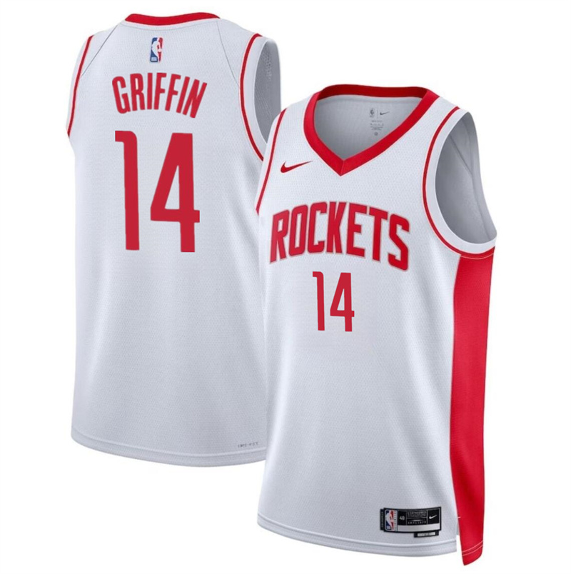 Men's Houston Rockets #14 AJ Griffin White Association Edition Stitched Jersey Men's Houston Rockets #14 AJ Griffin White Association Edition Stitched Jersey