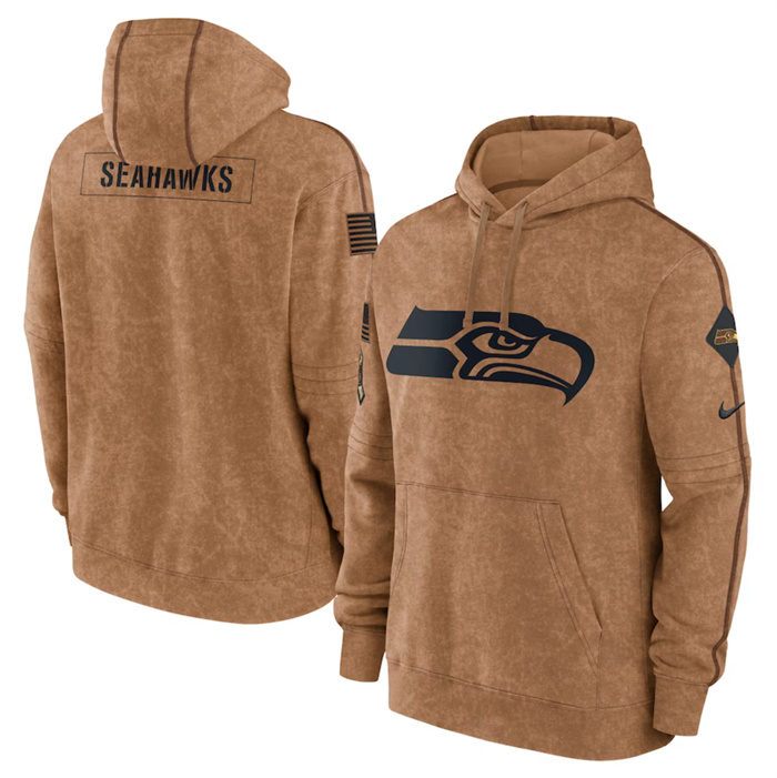Men's Seattle Seahawks 2023 Brown Salute to Service Pullover Hoodie Men's Seattle Seahawks 2023 Brown Salute to Service Pullover Hoodie