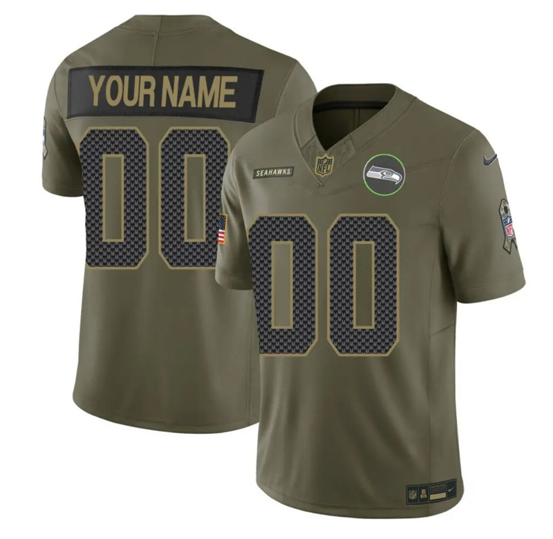 Youth Seattle Seahawks Active Player Custom Olive 2025 F.U.S.E. Salute to Service Limited Stitched Football Jersey Youth Seattle Seahawks Active Player Custom Olive 2025 F.U.S.E. Salute to Service Limited Stitched Football Jersey