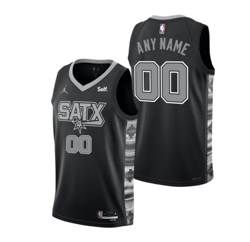 Men's San Antonio Spurs ActiVE Player Custom Black 2022/23 Statement Edition Stitched Basketball Jersey Men's San Antonio Spurs ActiVE Player Custom Black 2022/23 Statement Edition Stitched Basketball Jersey