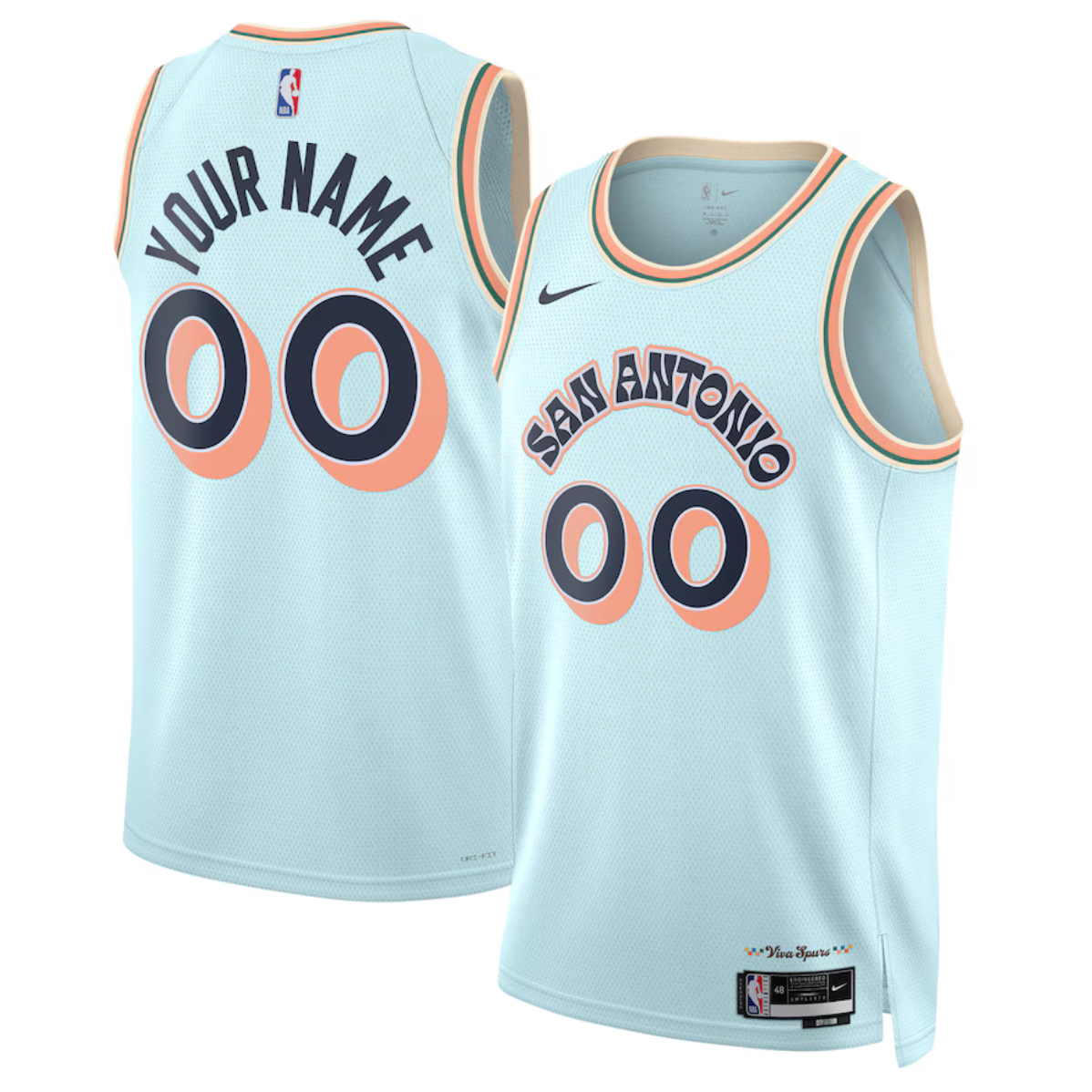 Men's San Antonio Spurs Active Player Custom Light Blue 2024/25 City Edition Stitched Basketball Jersey Men's San Antonio Spurs Active Player Custom Light Blue 2024/25 City Edition Stitched Basketball Jersey