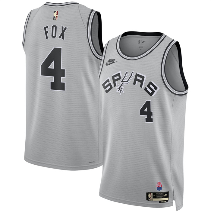 Men's San Antonio Spurs #4 De'Aaron Fox Silver 2026/27 Classic Edition Stitched Basketball Jersey