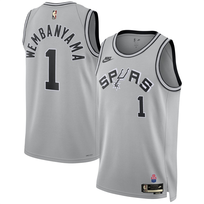 Men's San Antonio Spurs #1 Victor Wembanyama Silver 2026/27 Classic Edition Stitched Basketball Jersey