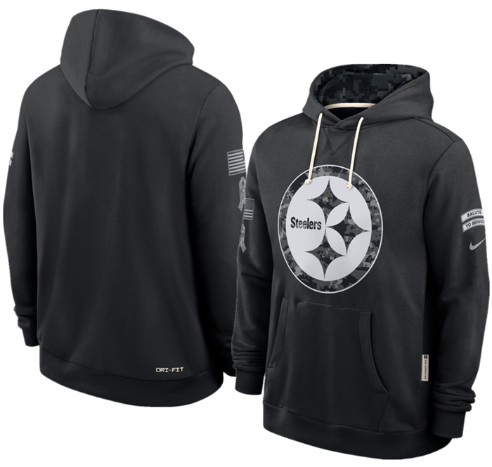 Men's Pittsburgh Steelers Black 2026 Salute to Service Sideline Dri-FIT Pullover Hoodie