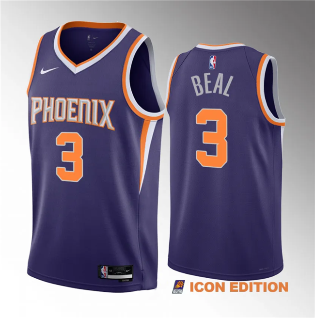 Men's Phoenix Suns #3 Bradley Beal Purple Icon Edition Stitched Basketball Jersey Men's Phoenix Suns #3 Bradley Beal Purple Icon Edition Stitched Basketball Jersey