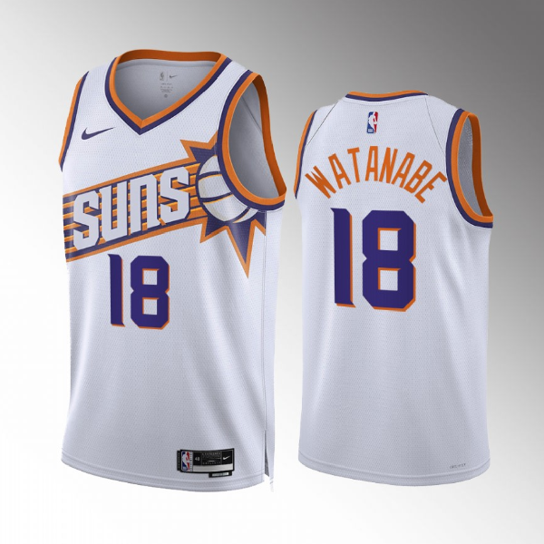 Men's Phoenix Suns #18 Yuta Watanabe White Association Edition Stitched Basketball Jersey Men's Phoenix Suns #18 Yuta Watanabe White Association Edition Stitched Basketball Jersey