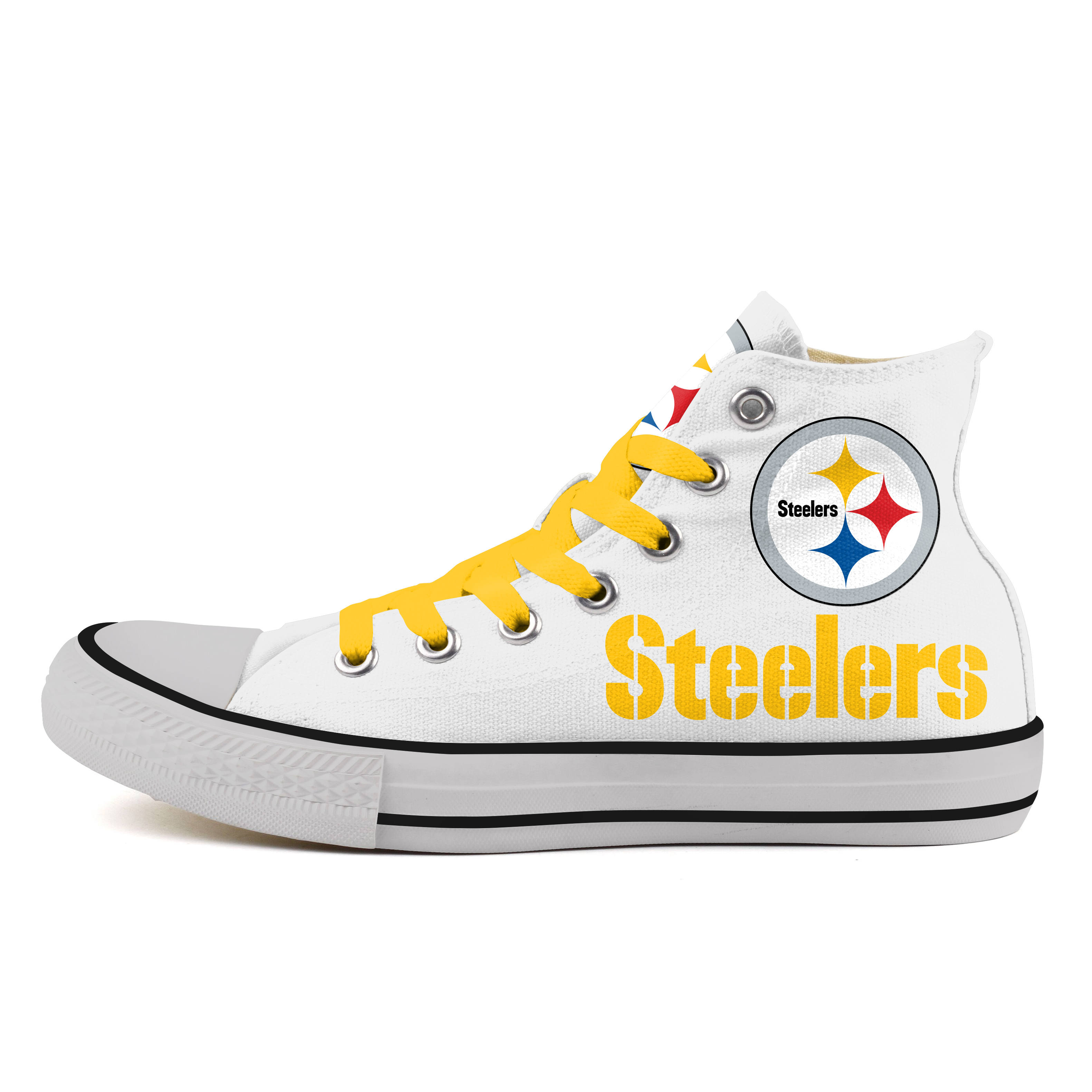 Women's NFL Pittsburgh Steelers Repeat Print High Top Sneakers 009 Women's NFL Pittsburgh Steelers Repeat Print High Top Sneakers 009