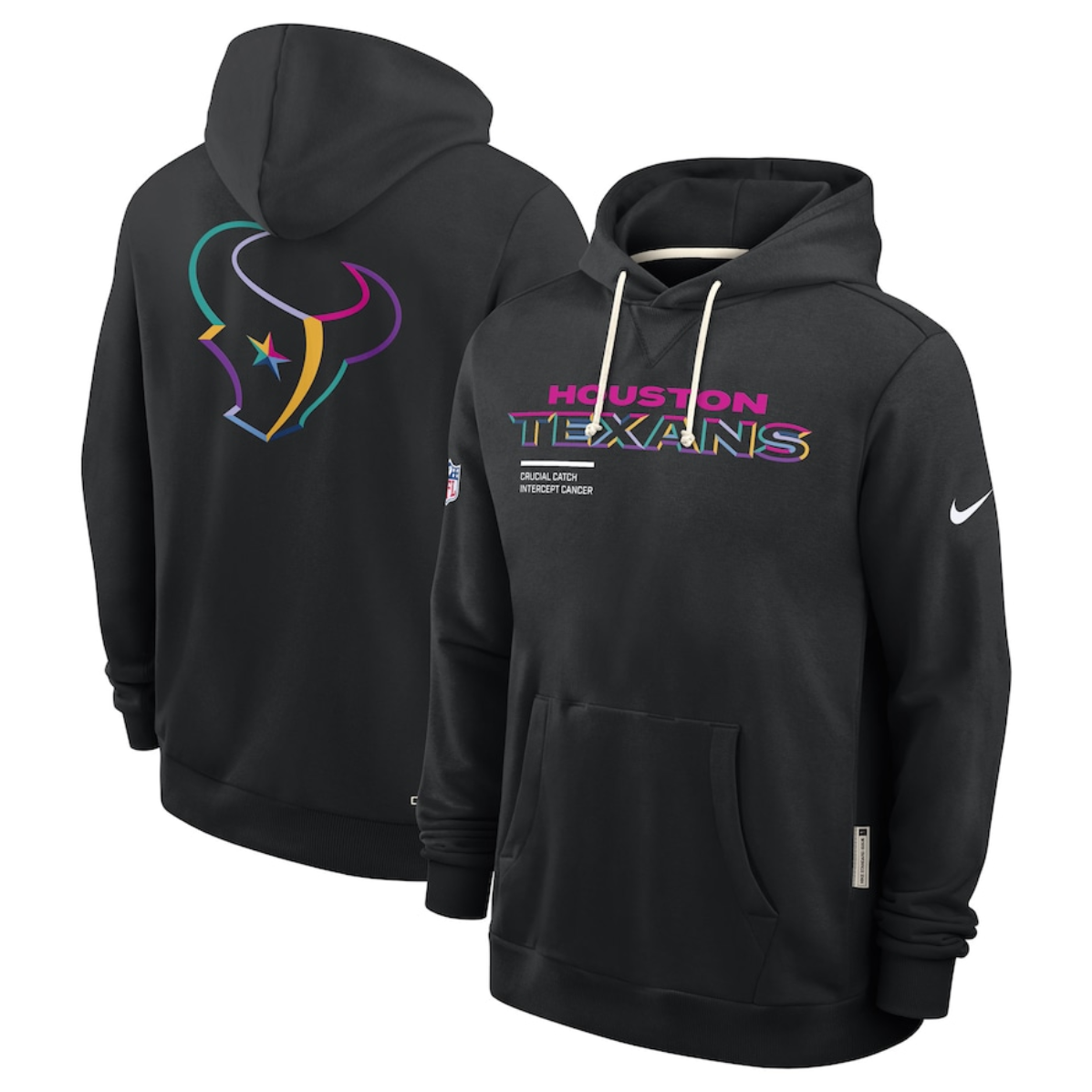 Men's Houston Texans Black 2025 Crucial Catch Club Pullover Hoodie