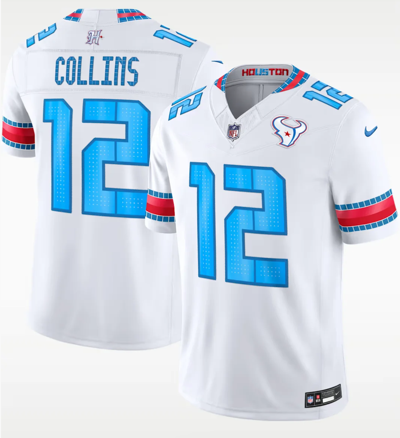 Women's Houston Texans #12 Nico Collins White 2026 F.U.S.E. 'HOUSTON/US' Rivalries Collection Limited Stitched Football Jersey(Run Small)