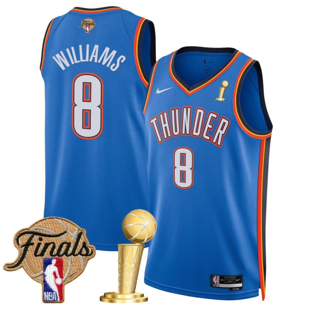 Men's Oklahoma City Thunder  #8 Jalen Williams Blue 2025 Finals Champions Icon Edition Stitched Basketball Jersey