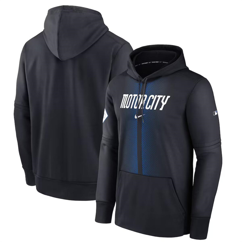 Men's Detroit Tigers Black 2024 City Connect Collection Practice Performance Pullover Hoodie