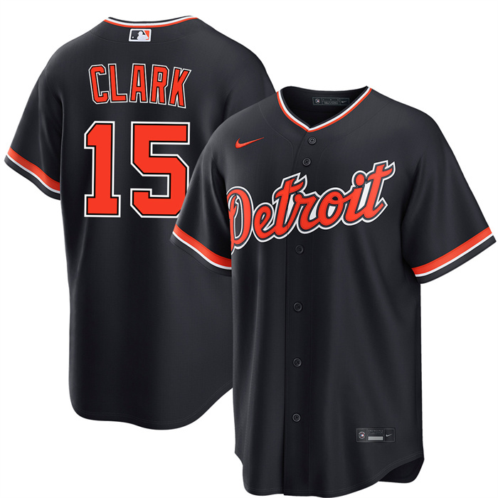 Men's Detroit Tigers #15 Max Clark Navy Alternate Stitched Baseball Jersey