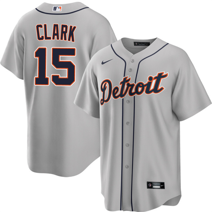 Men's Detroit Tigers #15 Max Clark Grey 2026 Road Stitched Baseball Jersey