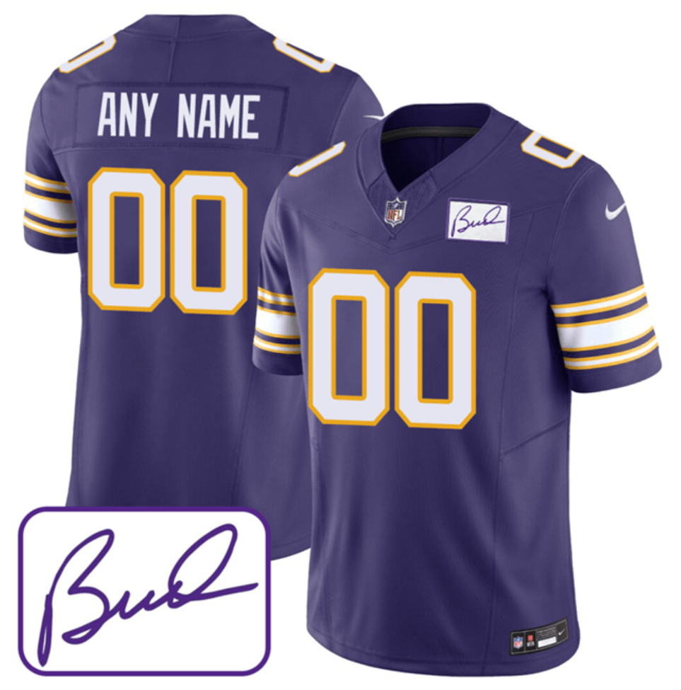 Youth Minnesota Vikings Active Player Custom Purple 2023 F.U.S.E. F.U.S.E. Bud Grant patch Limited Stitched Football Jersey