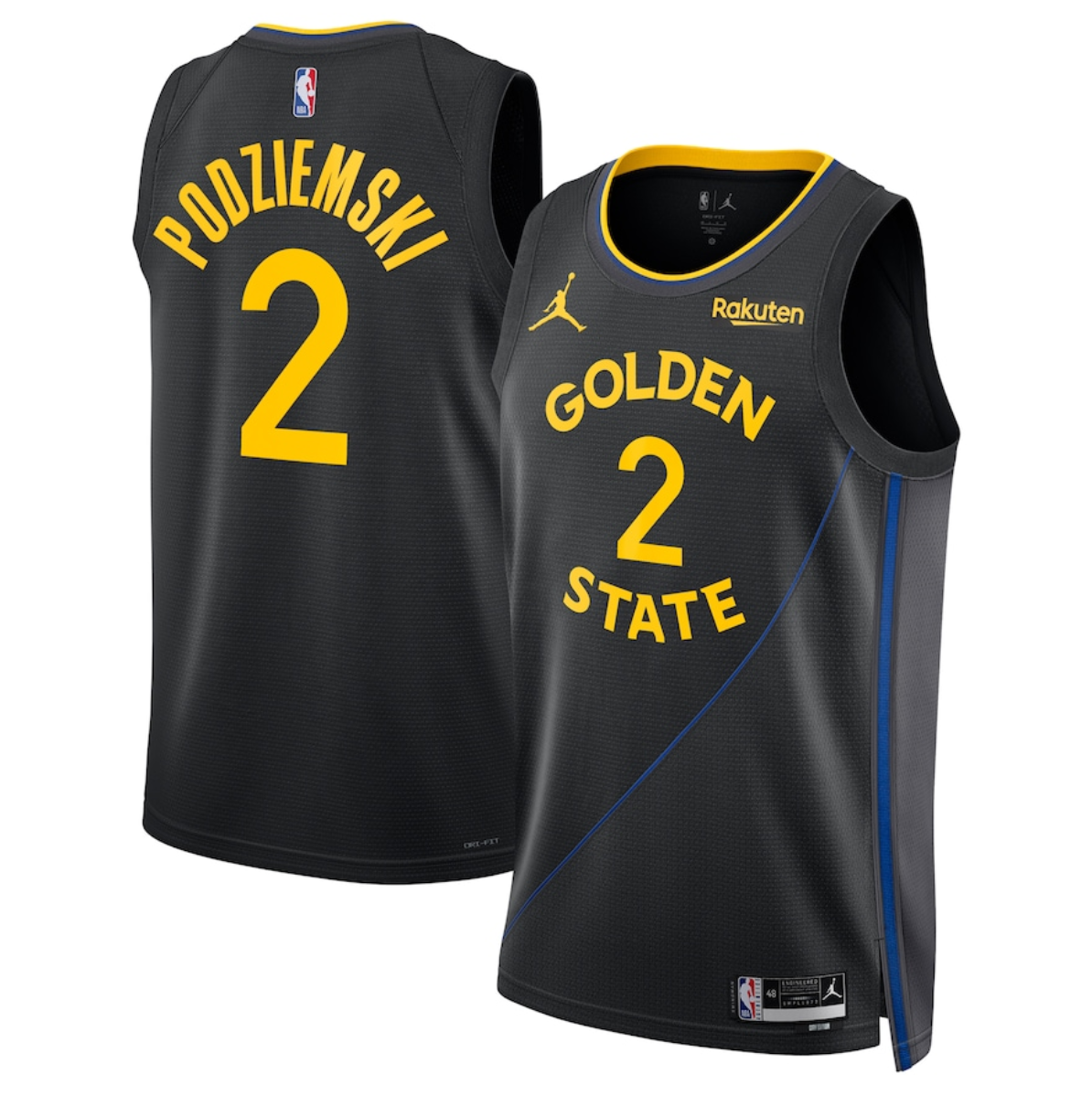 Men's Golden State Warriors #2 Brandin Podziemski Black 2024/25 Statement Edition Stitched Basketball Jersey Men's Golden State Warriors #2 Brandin Podziemski Black 2024/25 Statement Edition Stitched Basketball Jersey
