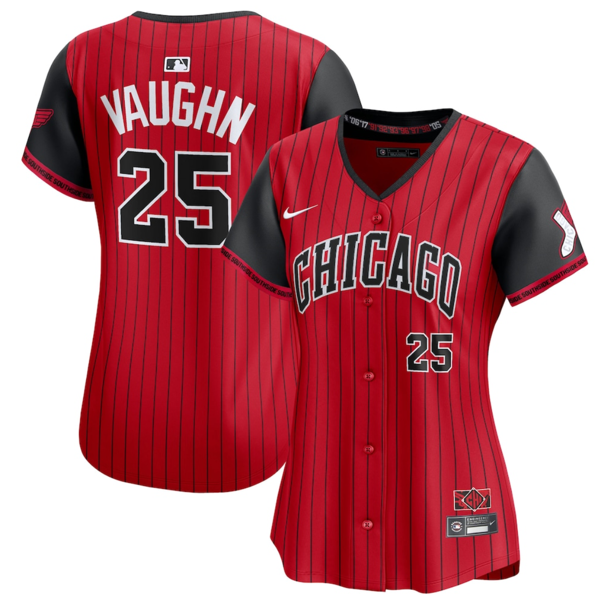 Women's Chicago White Sox #25 Andrew Vaughn Red/Black 2025 City Connect Limited Stitched Baseball Jersey(Run Small)