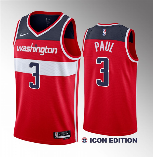 Men's Washington Wizards #3 Chris Paul Red Icon Edition Stitched Jersey Men's Washington Wizards #3 Chris Paul Red Icon Edition Stitched Jersey