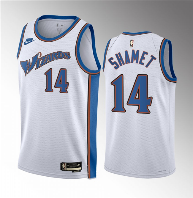Men's Washington Wizards #14 Landry Shamet White Classic Edition Stitched Jersey Men's Washington Wizards #14 Landry Shamet White Classic Edition Stitched Jersey