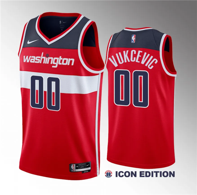 Men's Washington Wizards #00 Tristan Vukcevic Red 2023 Draft Icon Edition Stitched Jersey Men's Washington Wizards #00 Tristan Vukcevic Red 2023 Draft Icon Edition Stitched Jersey