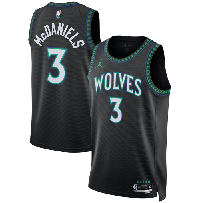 Men's Minnesota Timberwolves #3 Jaden McDaniels Black 2026/27 Statement Edition Stitched Basketball Jersey