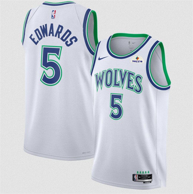 Men's Minnesota Timberwolves #5 Anthony Edwards White 2026/27 Association Edition Stitched Basketball Jersey
