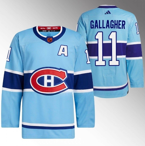 Women's Montreal Canadiens #11 Brendan Gallagher Blue 2022-23 Reverse Retro Stitched Jersey