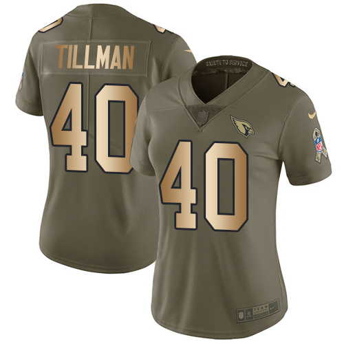 Nike Cardinals #40 Pat Tillman Olive/Gold Women's Stitched NFL Limited 2017 Salute to Service Jersey Nike Cardinals #40 Pat Tillman Olive/Gold Women's Stitched NFL Limited 2017 Salute to Service Jersey