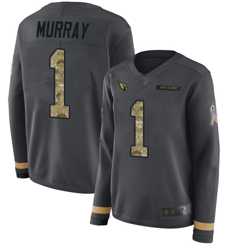 Nike Cardinals #1 Kyler Murray Anthracite Salute to Service Women's Stitched NFL Limited Therma Long Sleeve Jersey Nike Cardinals #1 Kyler Murray Anthracite Salute to Service Women's Stitched NFL Limited Therma Long Sleeve Jersey