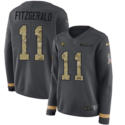 Nike Cardinals #11 Larry Fitzgerald Anthracite Salute to Service Women's Stitched NFL Limited Therma Long Sleeve Jersey Nike Cardinals #11 Larry Fitzgerald Anthracite Salute to Service Women's Stitched NFL Limited Therma Long Sleeve Jersey
