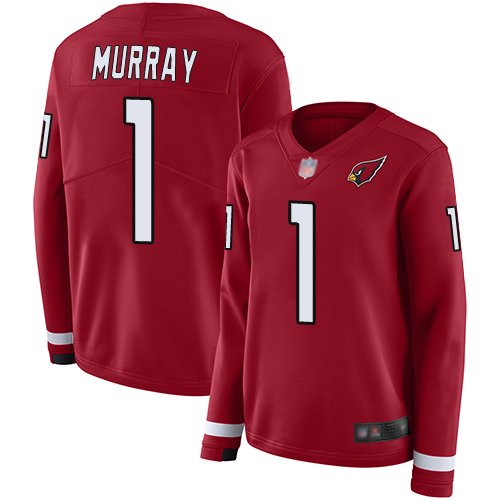 Nike Cardinals #1 Kyler Murray Red Team Color Women's Stitched NFL Limited Therma Long Sleeve Jersey
