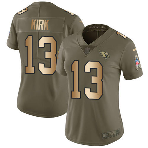 Nike Cardinals #13 Christian Kirk Olive/Gold Women's Stitched NFL Limited 2017 Salute to Service Jersey Nike Cardinals #13 Christian Kirk Olive/Gold Women's Stitched NFL Limited 2017 Salute to Service Jersey