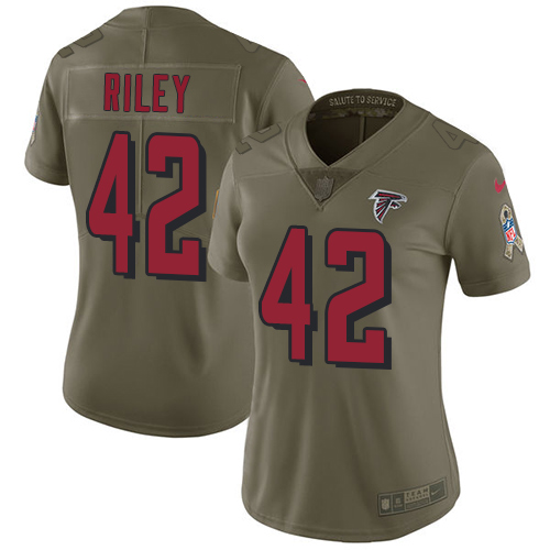 Nike Falcons #42 Duke Riley Olive Women's Stitched NFL Limited 2017 Salute to Service Jersey