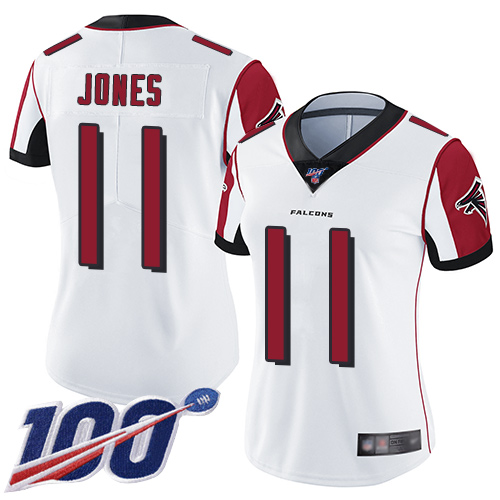 Nike Falcons #11 Julio Jones White Women's Stitched NFL 100th Season Vapor Limited Jersey