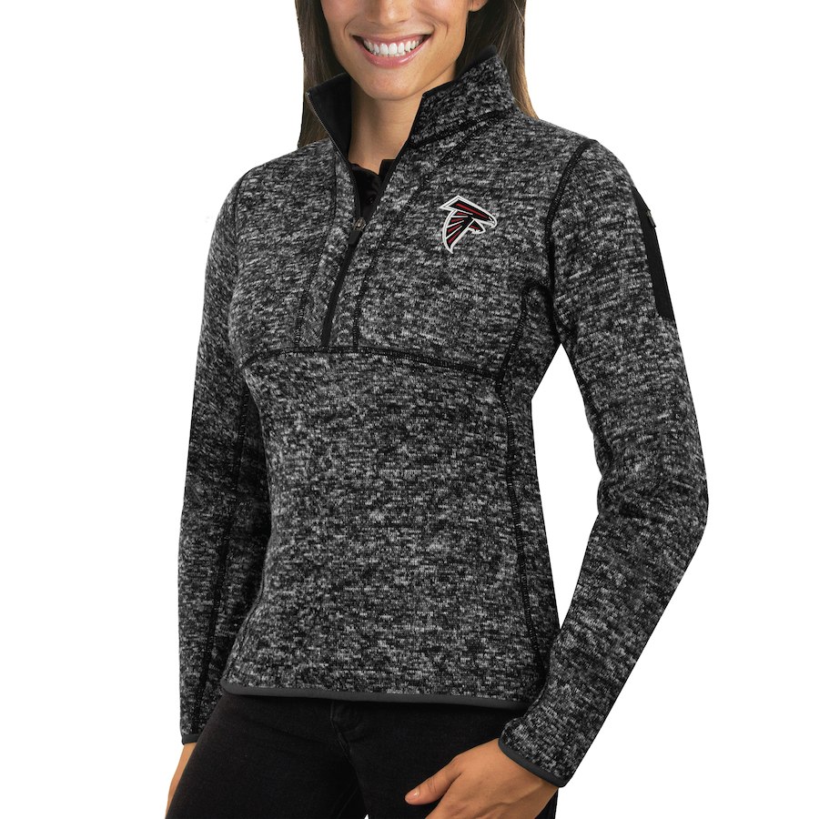 Atlanta Falcons Antigua Women's Fortune Half-Zip Sweater Heather Black