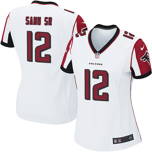 Nike Falcons #12 Mohamed Sanu Sr White Women's Stitched NFL Elite Jersey