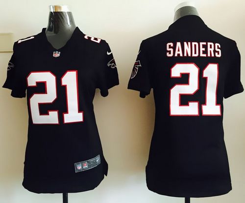 Nike Falcons #21 Deion Sanders Black Alternate Women's Stitched NFL Elite Jersey