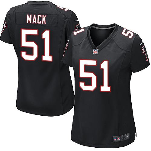 Nike Falcons #51 Alex Mack Black Alternate Women's Stitched NFL Elite Jersey