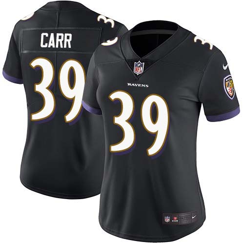 Nike Ravens #39 Brandon Carr Black Alternate Women's Stitched NFL Vapor Untouchable Limited Jersey Nike Ravens #39 Brandon Carr Black Alternate Women's Stitched NFL Vapor Untouchable Limited Jersey