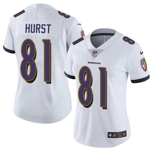 Nike Ravens #81 Hayden Hurst White Women's Stitched NFL Vapor Untouchable Limited Jersey