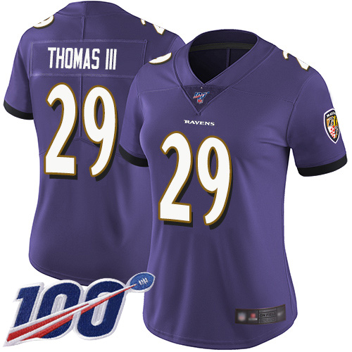 Nike Ravens #29 Earl Thomas III Purple Team Color Women's Stitched NFL 100th Season Vapor Limited Jersey Nike Ravens #29 Earl Thomas III Purple Team Color Women's Stitched NFL 100th Season Vapor Limited Jersey