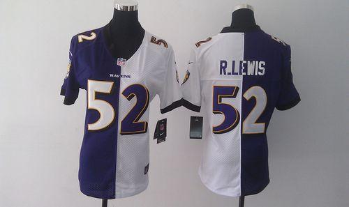 Nike Ravens #52 Ray Lewis Purple/White Women's Stitched NFL Elite Split Jersey