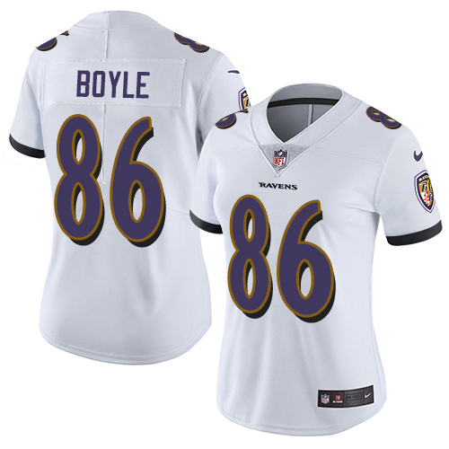 Nike Ravens #86 Nick Boyle White Women's Stitched NFL Vapor Untouchable Limited Jersey