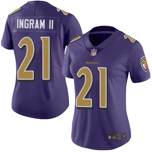 Nike Ravens #21 Mark Ingram II Purple Women's Stitched NFL Limited Rush Jersey Nike Ravens #21 Mark Ingram II Purple Women's Stitched NFL Limited Rush Jersey