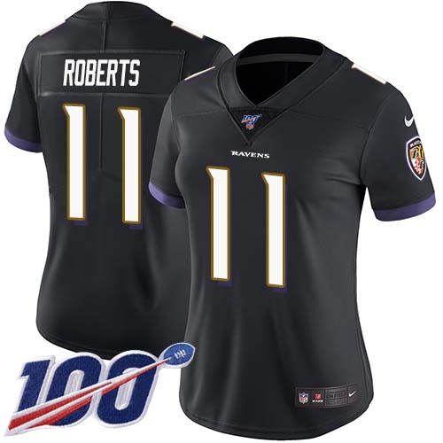 Nike Ravens #11 Seth Roberts Black Alternate Women's Stitched NFL 100th Season Vapor Untouchable Limited Jersey