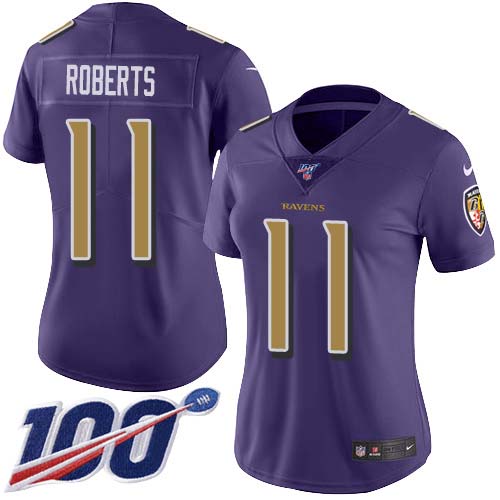 Nike Ravens #11 Seth Roberts Purple Women's Stitched NFL Limited Rush 100th Season Jersey