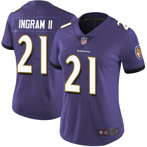 Nike Ravens #21 Mark Ingram II Purple Team Color Women's Stitched NFL Vapor Untouchable Limited Jersey