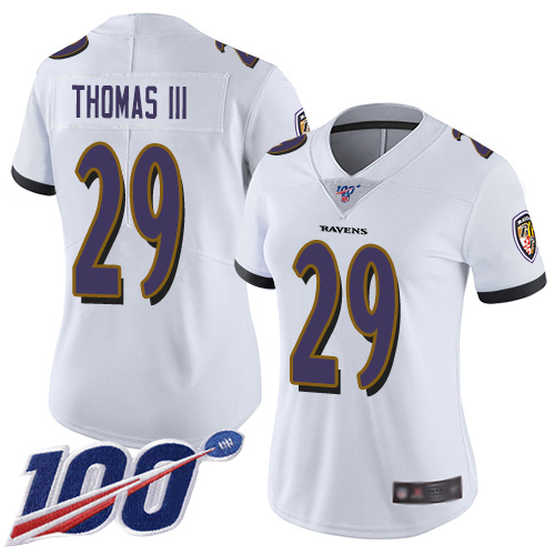 Nike Ravens #29 Earl Thomas III White Women's Stitched NFL 100th Season Vapor Limited Jersey Nike Ravens #29 Earl Thomas III White Women's Stitched NFL 100th Season Vapor Limited Jersey