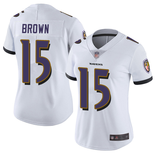 Nike Ravens #15 Marquise Brown White Women's Stitched NFL Vapor Untouchable Limited Jersey